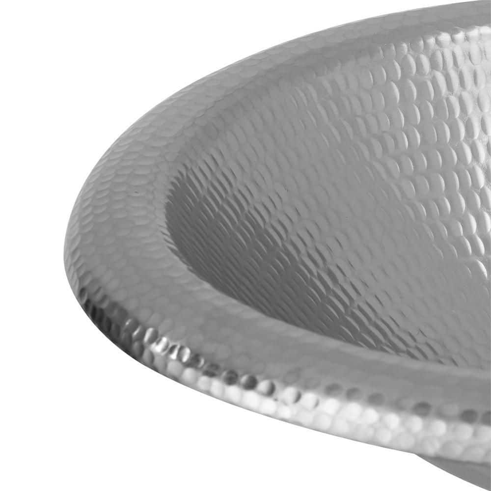 Premier Copper Products 18" Wide Rim Oval Self Rimming Hammered Copper Bathroom Sink in Nickel (3)