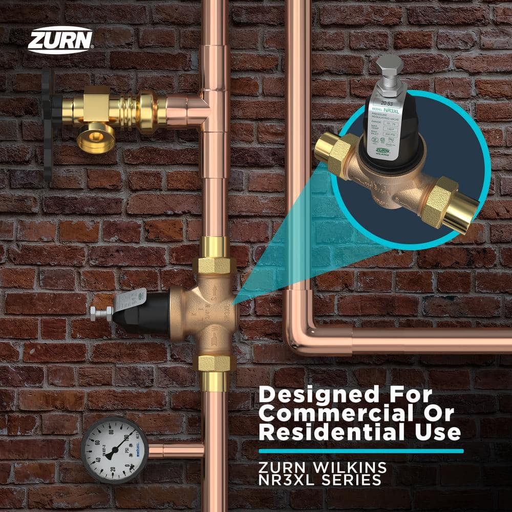 Wilkins 1 in. NR3XL Pressure Reducing Valve with Union Capable Female x Female NPT Connection Plugged For Gauge Lead Free (2)