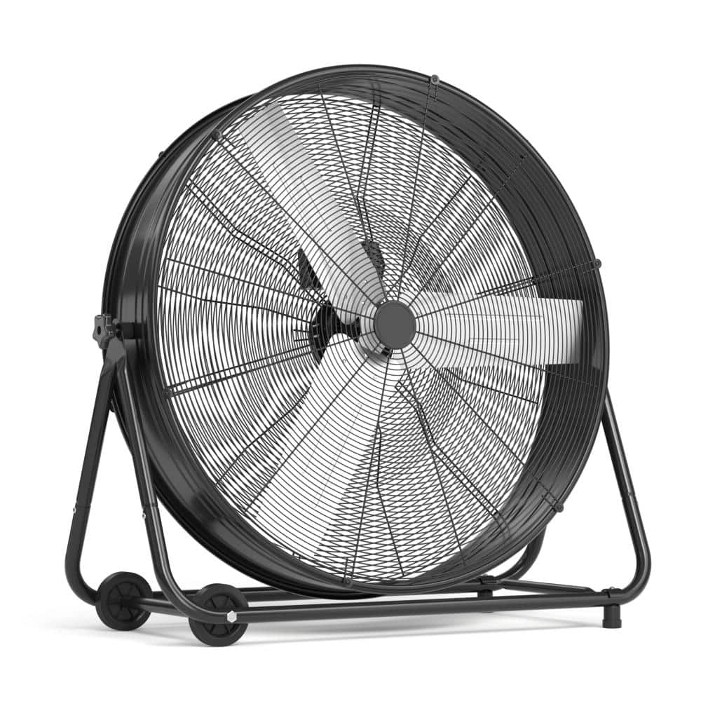 Stbine 36 in. 3 speeds Drum Fan In Black 18000 CFM 360° tilt wheels Ideal for Warehouses Commercial and Workshop (1)