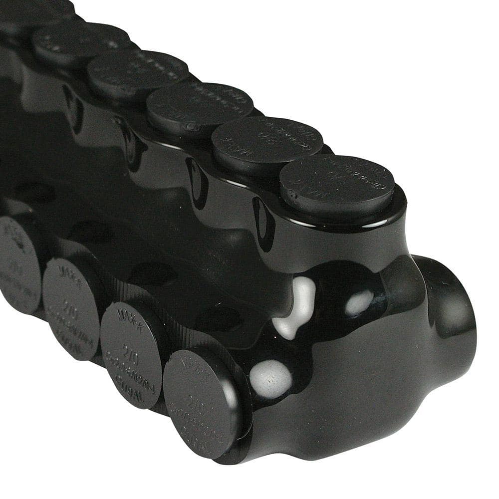 ASI 6 - 2/0 AWG 6-Ports Multi Tap Connector Insulated Dual Sided Entry, Black (2)