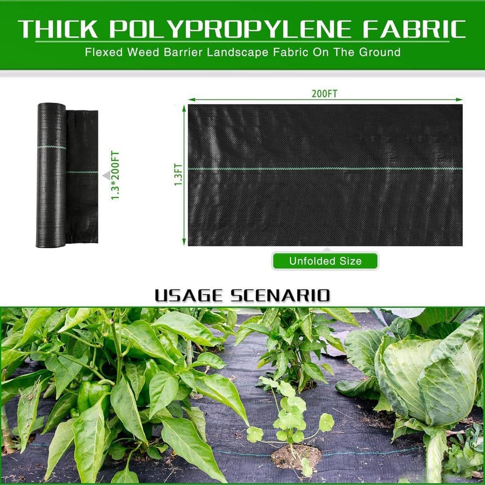 Unbranded Weed Barrier Fabric 1. 3FT x 200FT Thicken Garden Landscape Mats Woven Geotextile for Beds Driveway Underlayment (2)