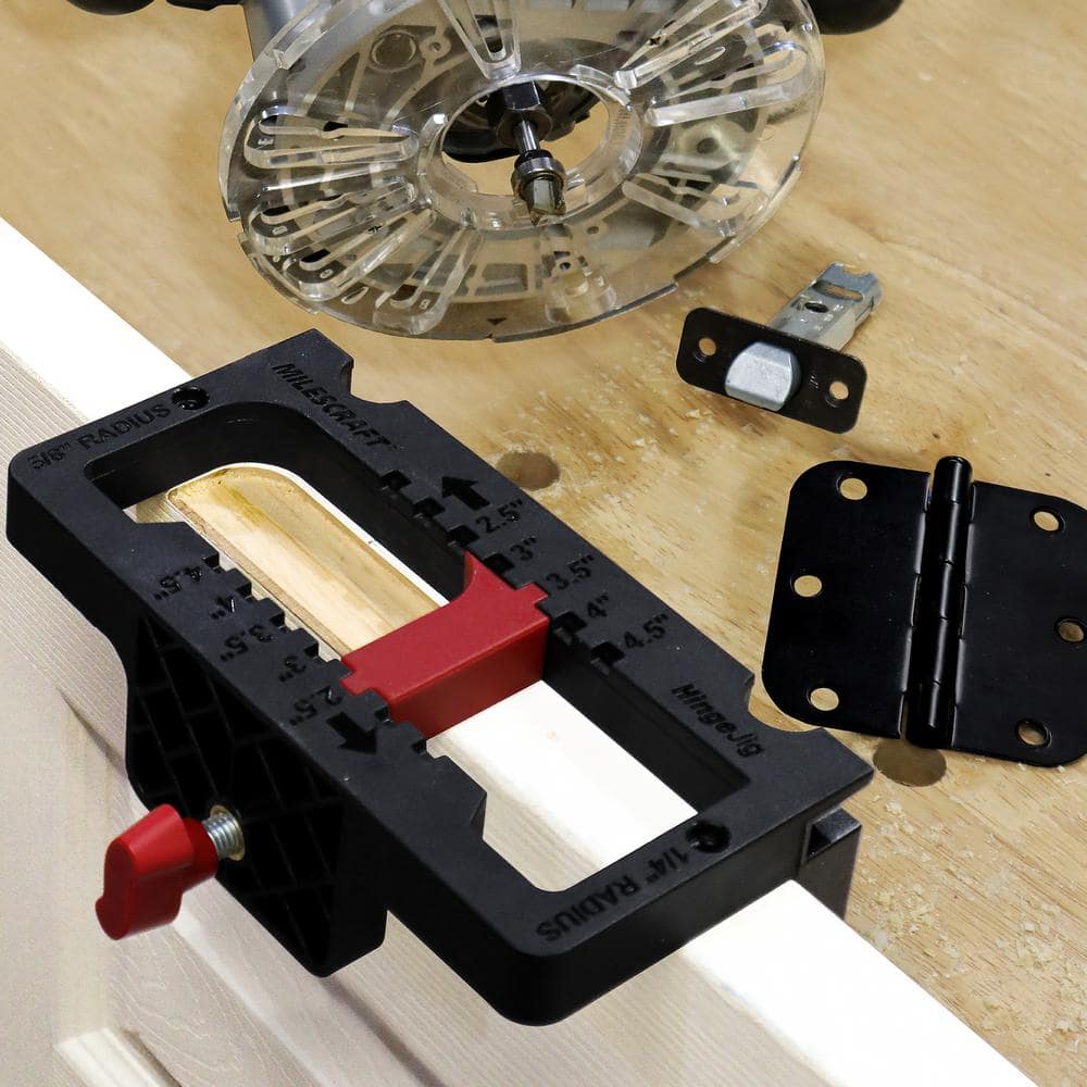Milescraft Hinge Jig-Door Hinge Kit for Routers, 2-1/2 in. to 4-1/2 in. Hinges, Fits All Standard Doors w/ Latch Templates Included (2)