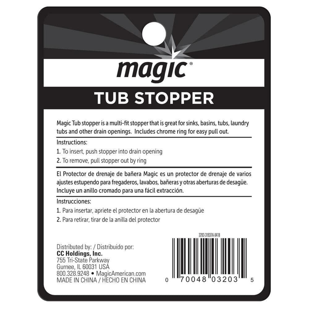 Magic 2 in. Dia Tub Stopper Multi-Fit in White (2)