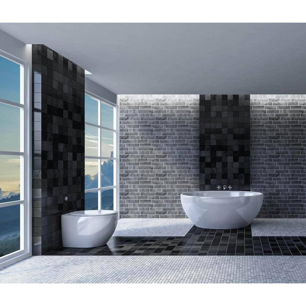 Dundee Deco Falkirk Moray 2/25 in. 2 ft. Peel and Stick Grey Foam Decorative Wall Paneling (4)