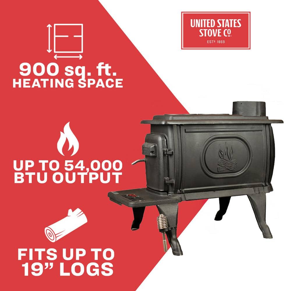 US Stove Logwood 900 sq. ft. 2020 EPA Certified Cast Iron Wood-Burning Stove (3)