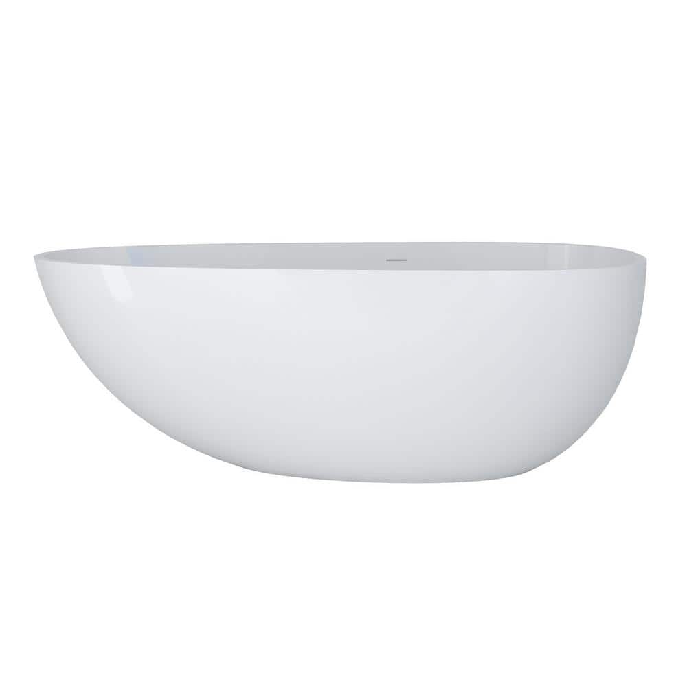 VANITYFUS 33 in. Stone Resin Flatbottom Solid Surface Non-Slip Freestanding Soaking Bathtub (3)