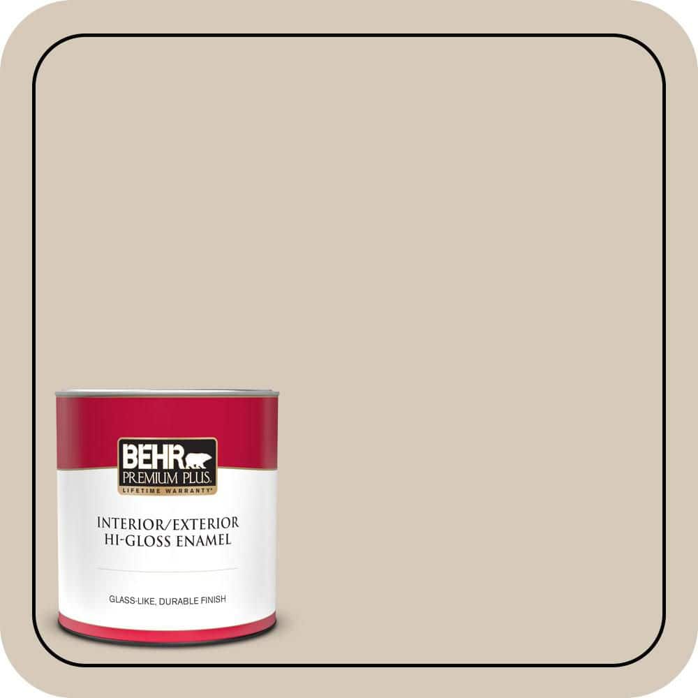 BEHR PREMIUM PLUS 1 qt. #PPU5-12 Almond Wisp Hi-Gloss Enamel Interior/Exterior Paint & Primer