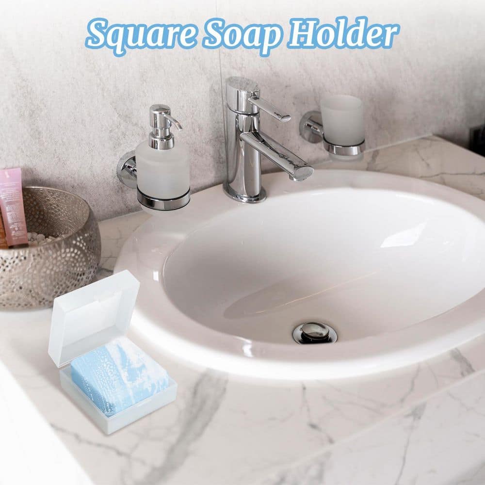 Unbranded 1 Pack Translucent Plastic Travel Soap Case Freestanding Holder with Draining Pad and Lid for the Bath (3)