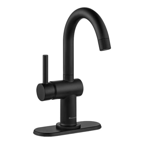 Glacier Bay Dorind Single Hole Single-Handle Deck Mount High-Arc Bathroom Faucet in Matte Black