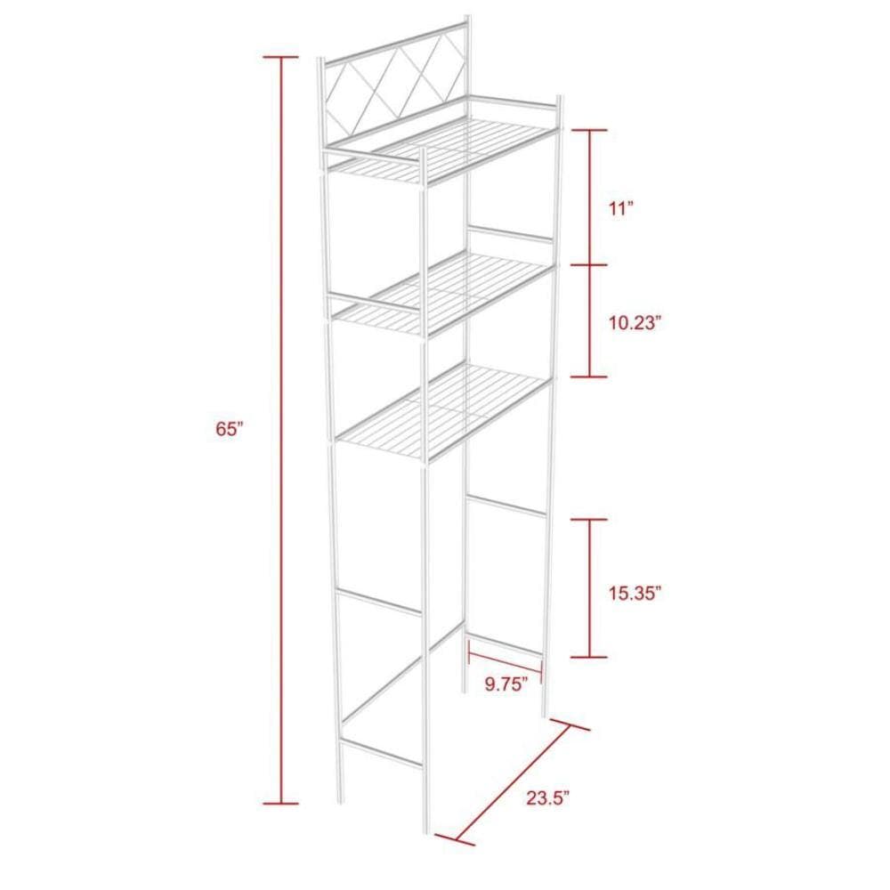 J&V TEXTILES Fresh Home 23.5 in. W x 65 in. H x 9.75 in. D White Metal 3-Shelf Over the Toilet Storage Space Saver in White (3)