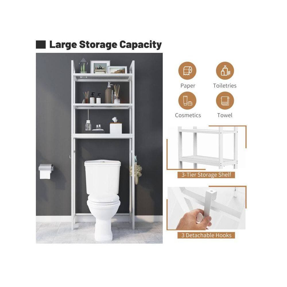 Boyel Living 25 in. W x 67 in. H x 10.5 in. D White Over The Toilet Storage with Open Shelves (3)