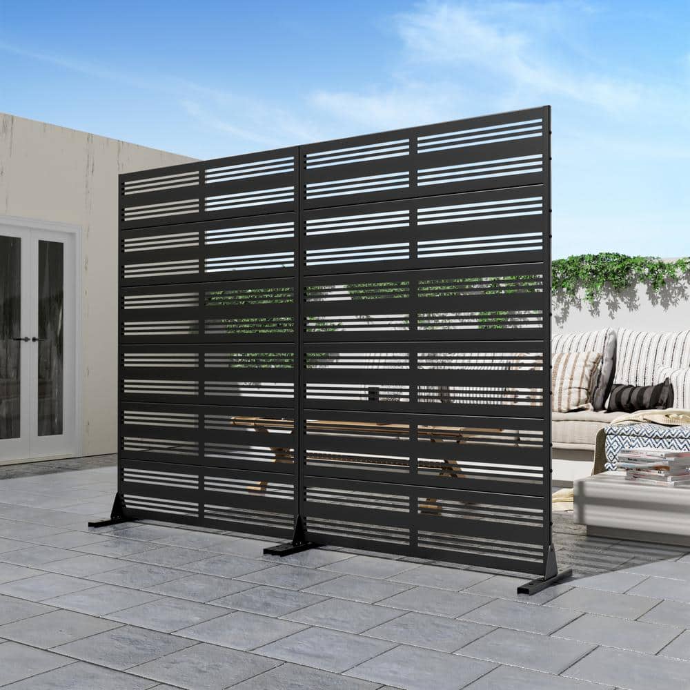 Dovelina 72 in. H x 47 in. W Wall Sculptures Outdoor Privacy Screens Garden Fence in Black (3)
