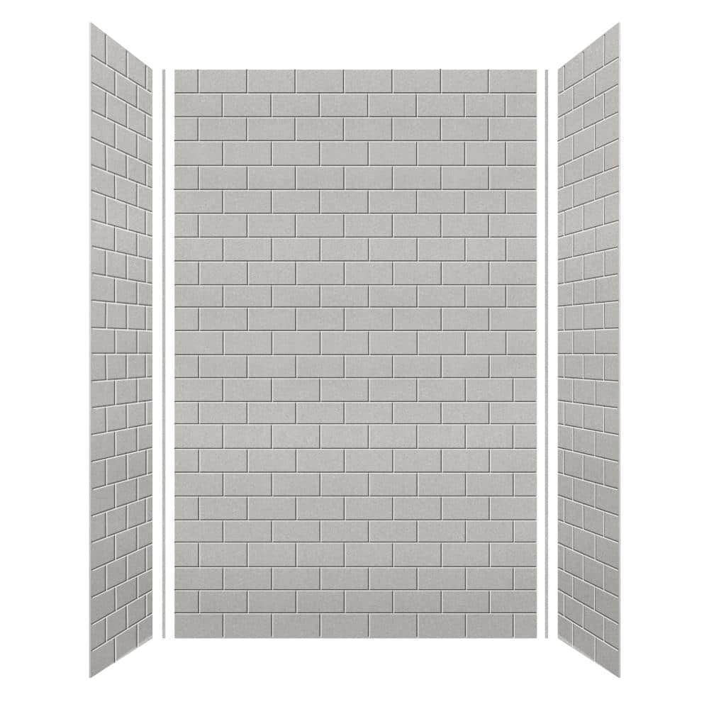 Transolid SaraMar 36 in. x 60 in. x 96 in. 3-Piece Easy Up Adhesive Alcove Shower Wall Surround in Grey Beach (2)