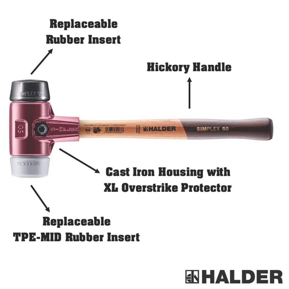 Halder 2.5 lbs. Simplex 50 Mallet with Black Rubber and Grey Rubber Non-Marring Inserts (2)