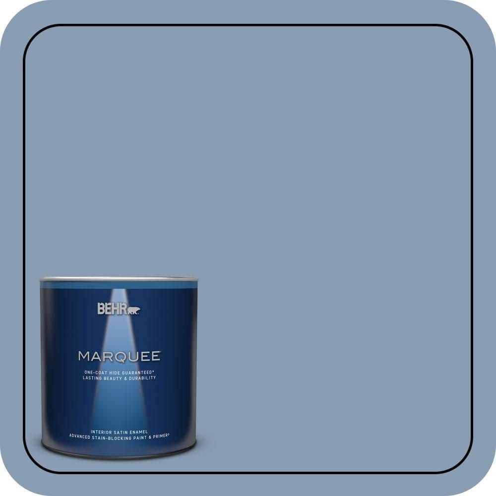 BEHR MARQUEE 1 qt. #S520-4 Private Jet One-Coat Hide Satin Enamel Interior Paint & Primer
