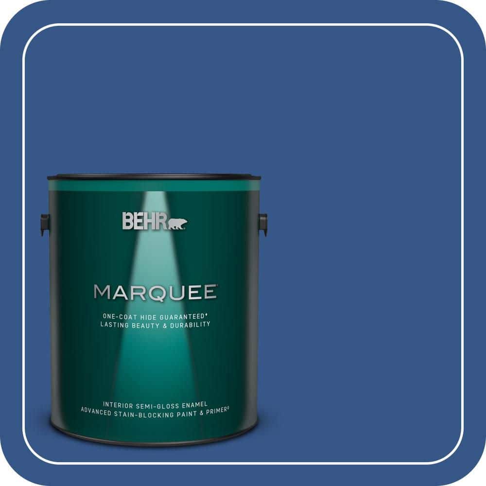 BEHR MARQUEE 1 gal. #S-G-590 Southern Blue Semi-Gloss Enamel Interior Paint & Primer