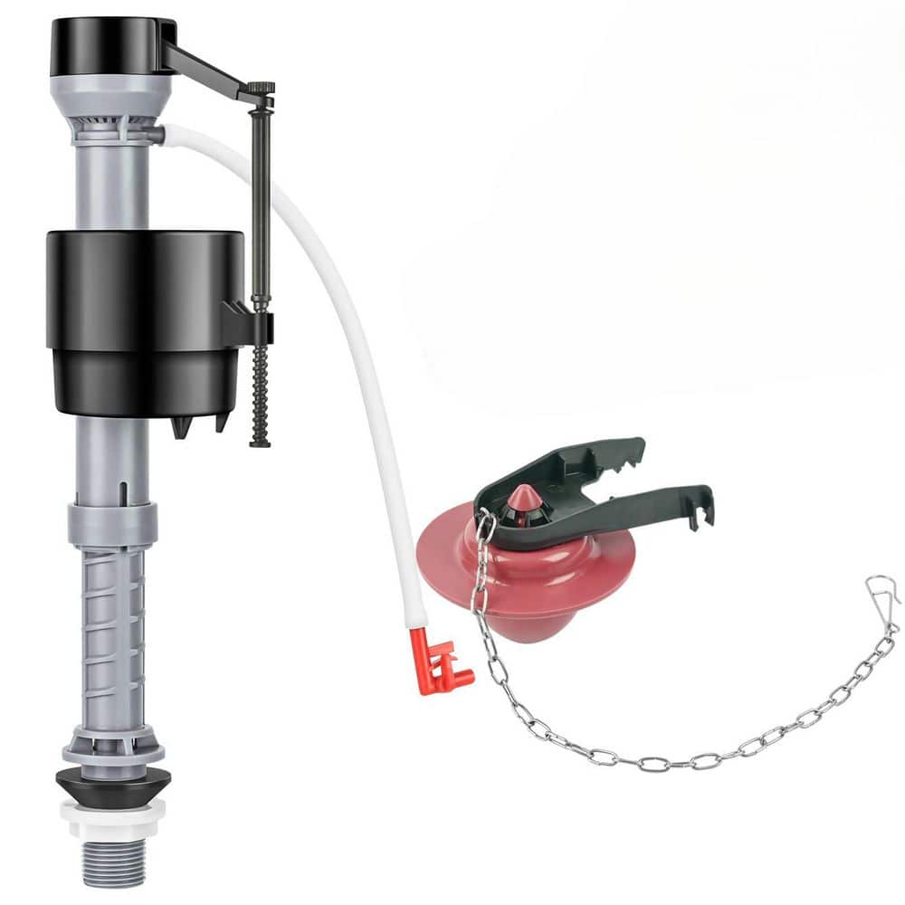 Wudkey 1-Piece Universal Toilet Flusher Replacement Kit with Float Valve and 2-Inch Flapper in Black (1)