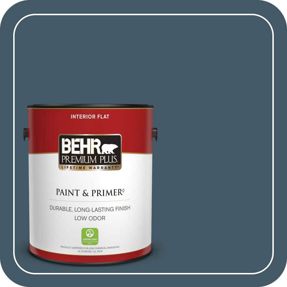 BEHR PREMIUM PLUS 1 gal. #S480-7 Midnight in the Tropics Flat Low Odor Interior Paint & Primer