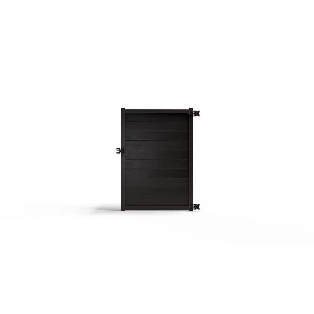 Natures Composites Composite Modern Horizontal Privacy (6 ft. H x 4 ft. W) Raven (Black) Full Size Fence Gate