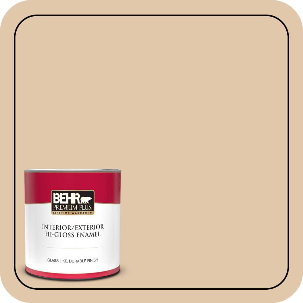 BEHR PREMIUM PLUS 1 qt. #MQ2-08 Irish Cream Hi-Gloss Enamel Interior/Exterior Paint & Primer