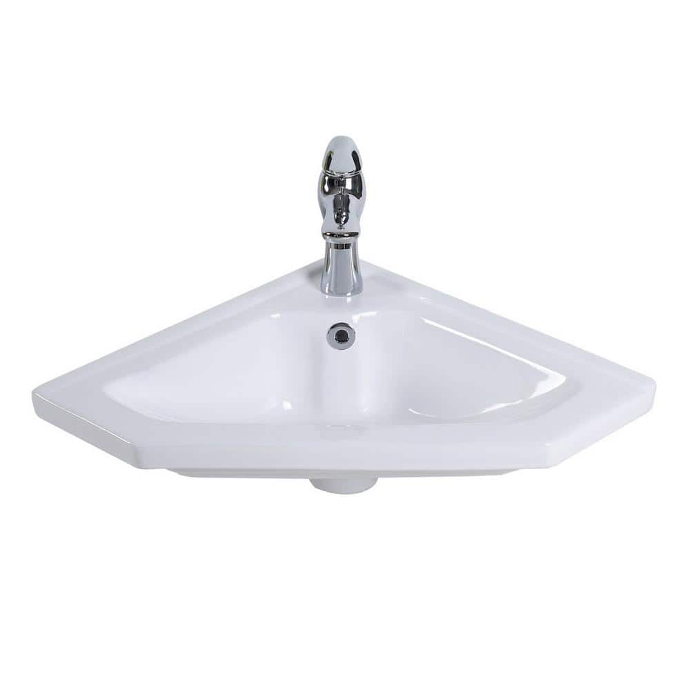 RENOVATORS SUPPLY MANUFACTURING Alexander II 24 in.. Corner Wall Mounted Bathroom Sin.k in. White with Overflow (3)
