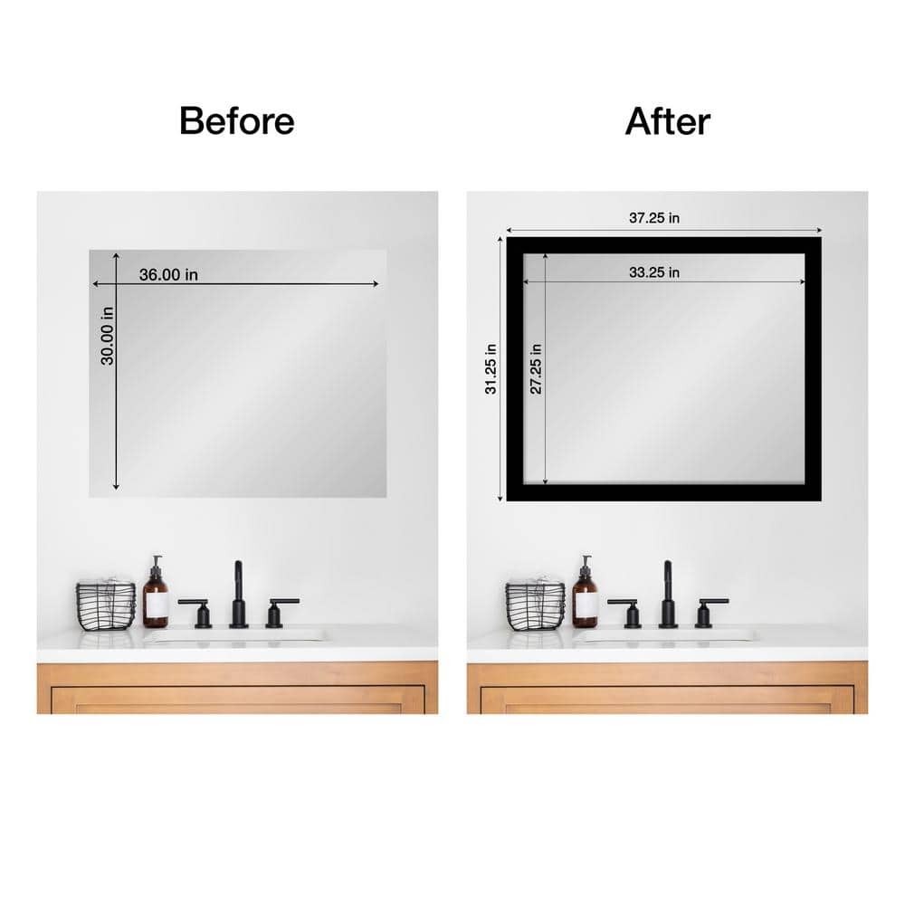 Amanti Art Mirror Makeover Brushed Black 31.25 in. W x 37.25 in. H Bathroom Mirror Frame Border Kit-Fits a 30 x 36 mirror (2)