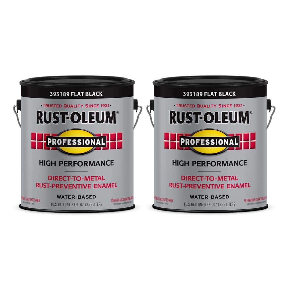 Rust-Oleum Professional 1 gal. High Performance Protective Enamel Flat Black Water-Based Interior/Exterior Paint (Case of 2)