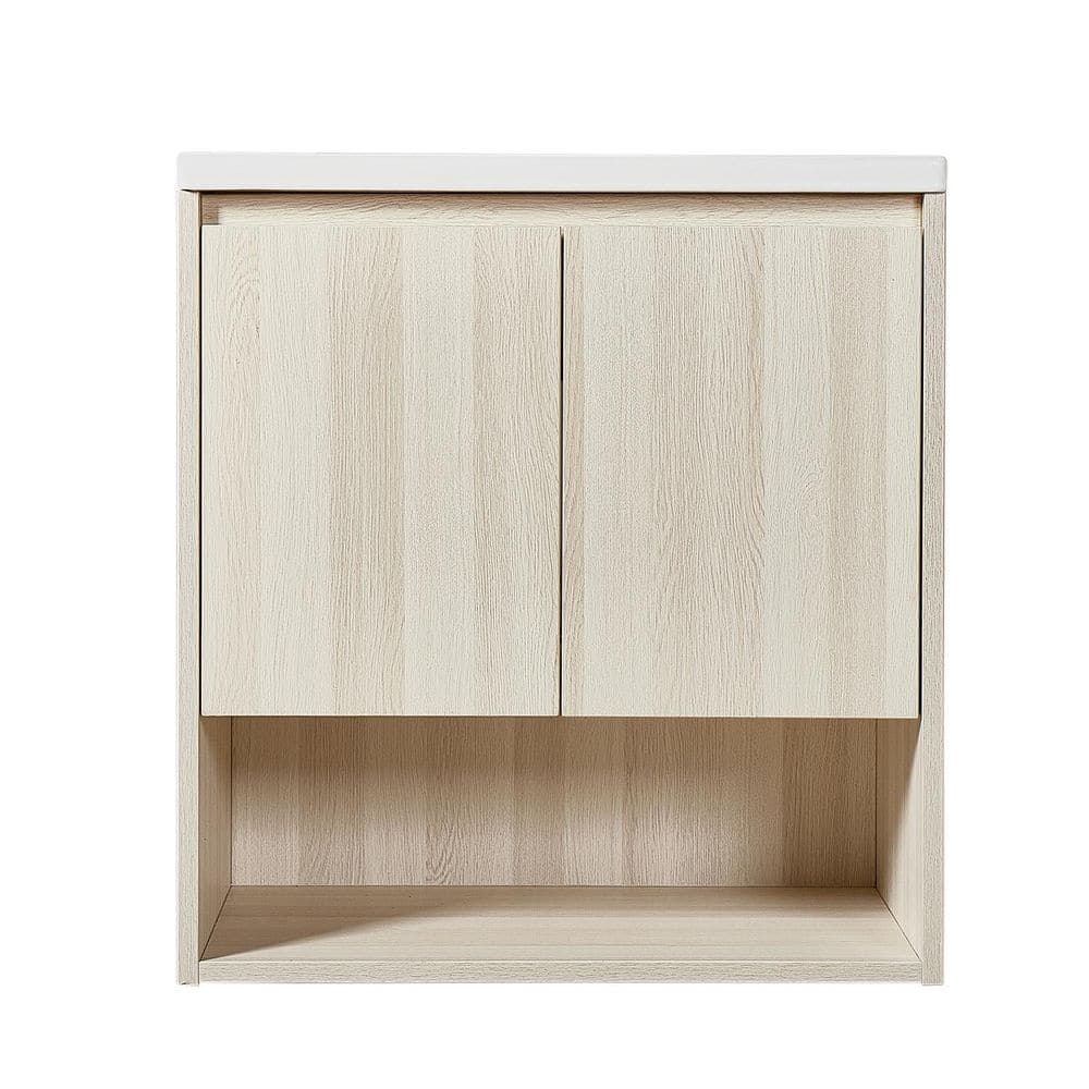 NexHome 24 in. Wall Mount Bath Vanity Cabinet without Top, Moisture Resistant with Open Shelf in White Oak