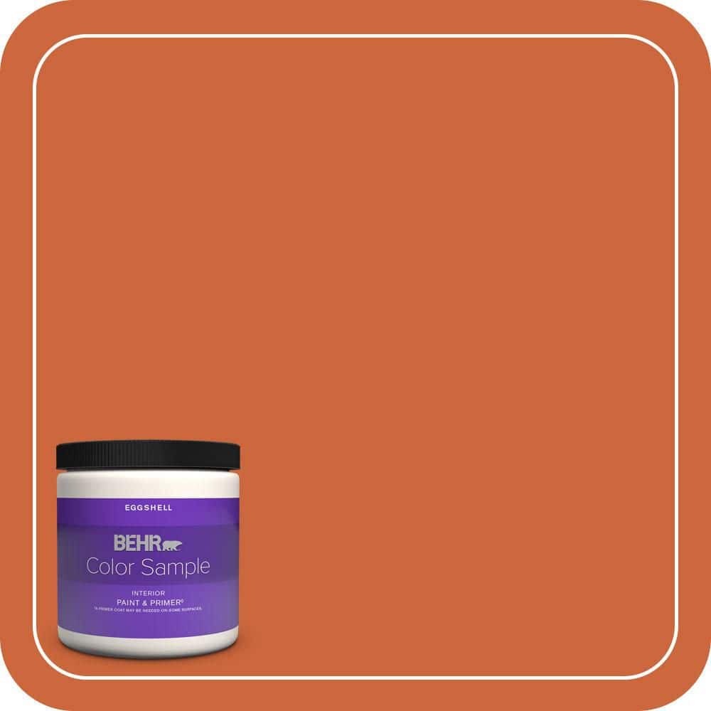 BEHR PREMIUM PLUS 8 oz. #S-H-250 Pumpkin Patch Eggshell Enamel Interior Paint & Primer Color Sample