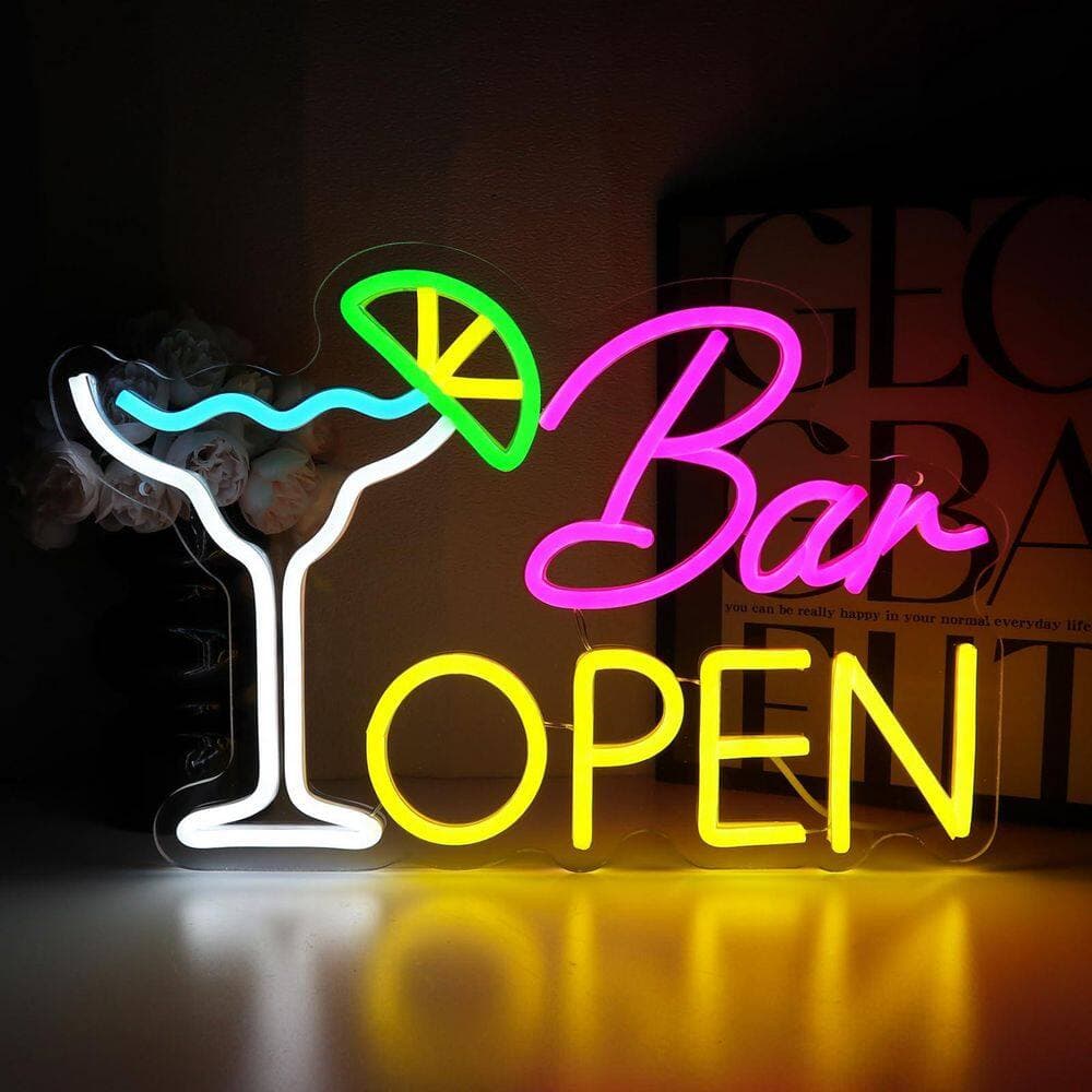 Afoxsos Neon Open Sign USB Dimmable Cocktails Shape LED Neon Light for Bar Coffee Home Pub Man Cave Party Wall Decor (2)