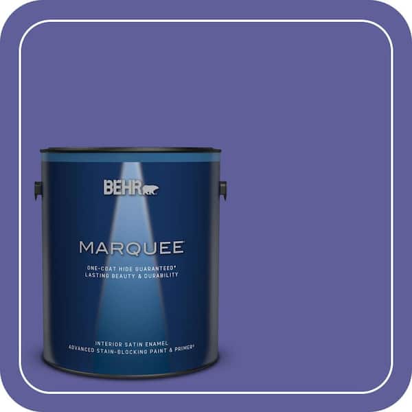 BEHR MARQUEE 1 gal. #P550-6 Wizards Potion One-Coat Hide Satin Enamel Interior Paint & Primer (2)