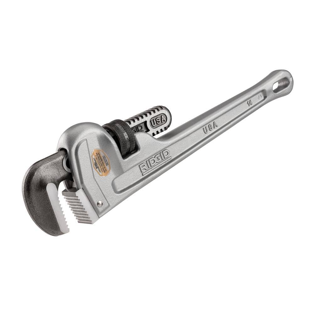 RIDGID Aluminum Straight Pipe Wrench for Plumbing, Sturdy Plumbing Pipe Tool with Self Cleaning Threads and Hook Jaws