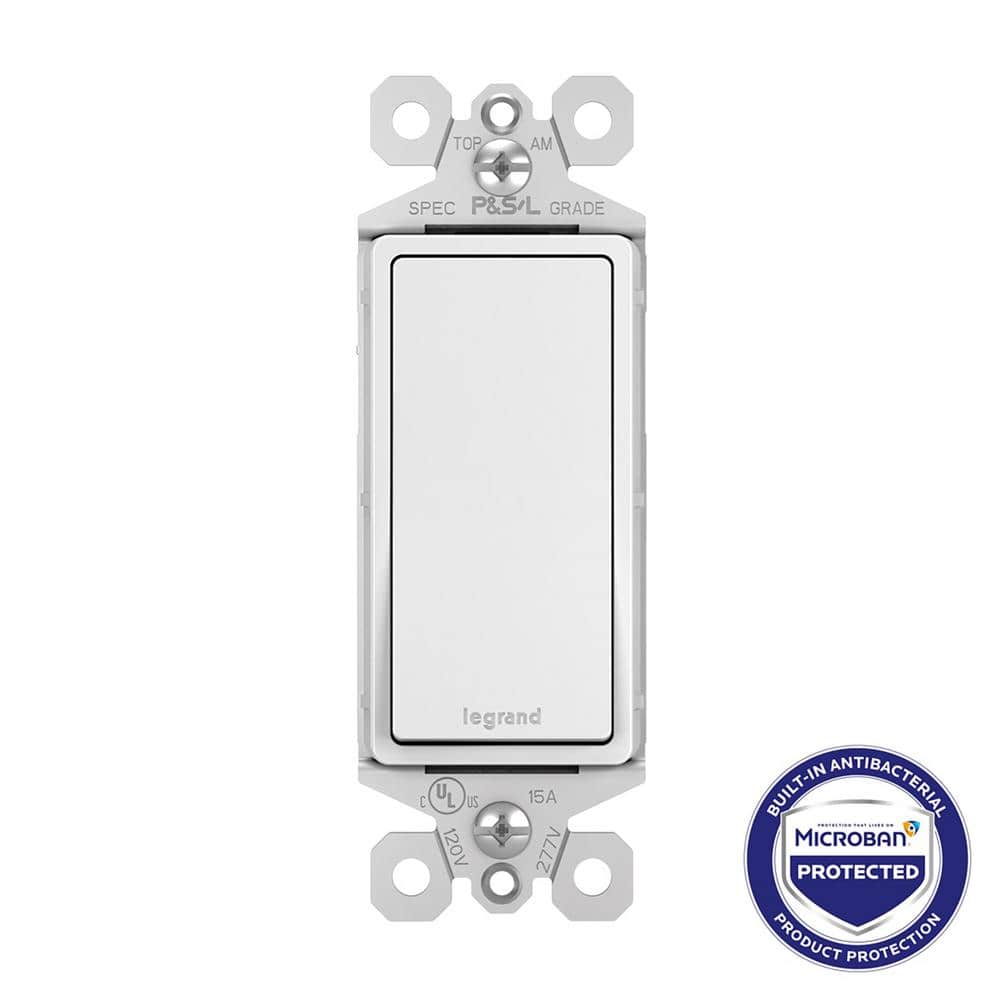 Legrand radiant 15-Amp 1-Pole Decorator/Rocker Light Switch with Microban Antimicrobial Protection in White (1)