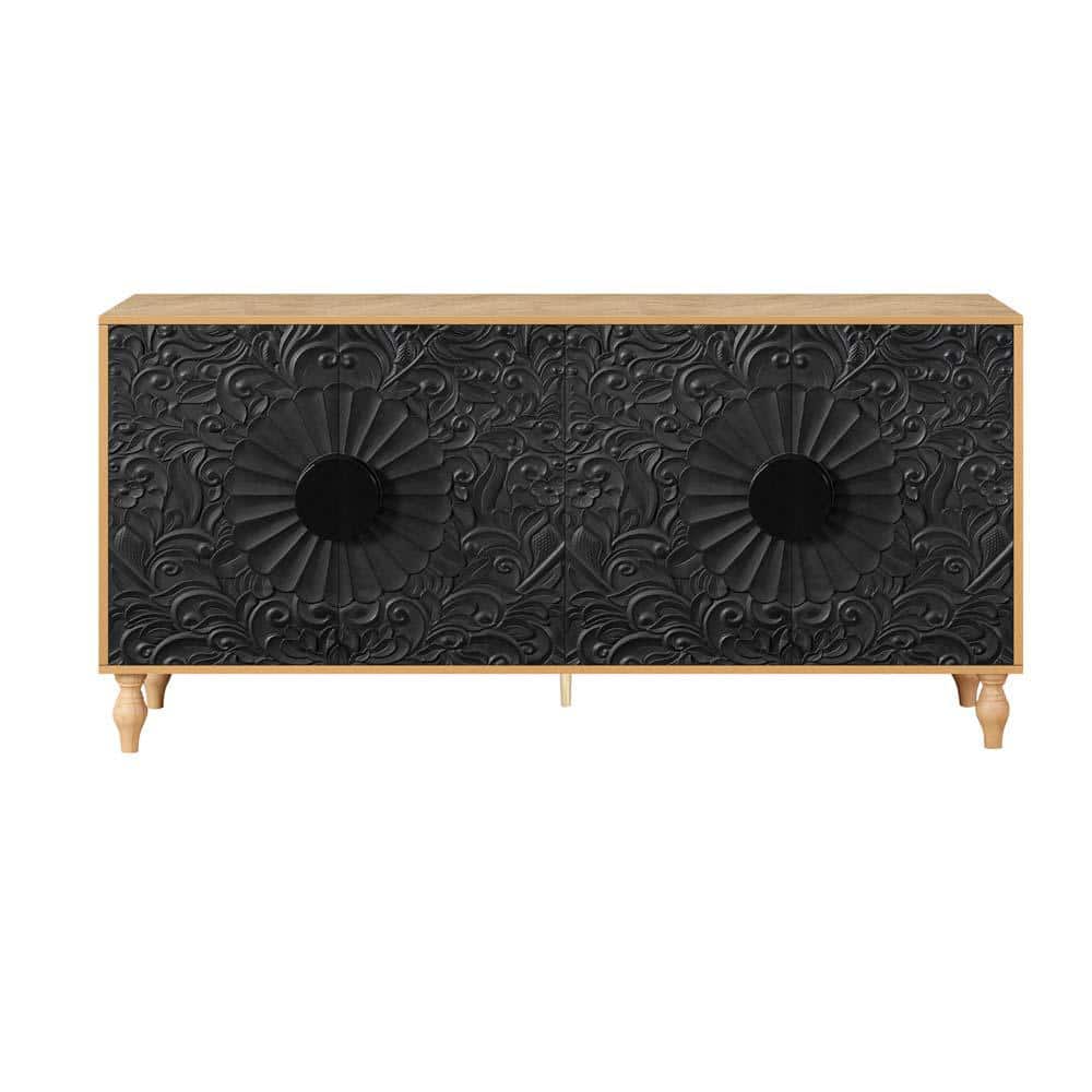 COWLOWN 62.99 in. W 15.75 in. D 32.00 in. H Linen Cabinet, TV Stand Table, Sideboards with 4-Doors