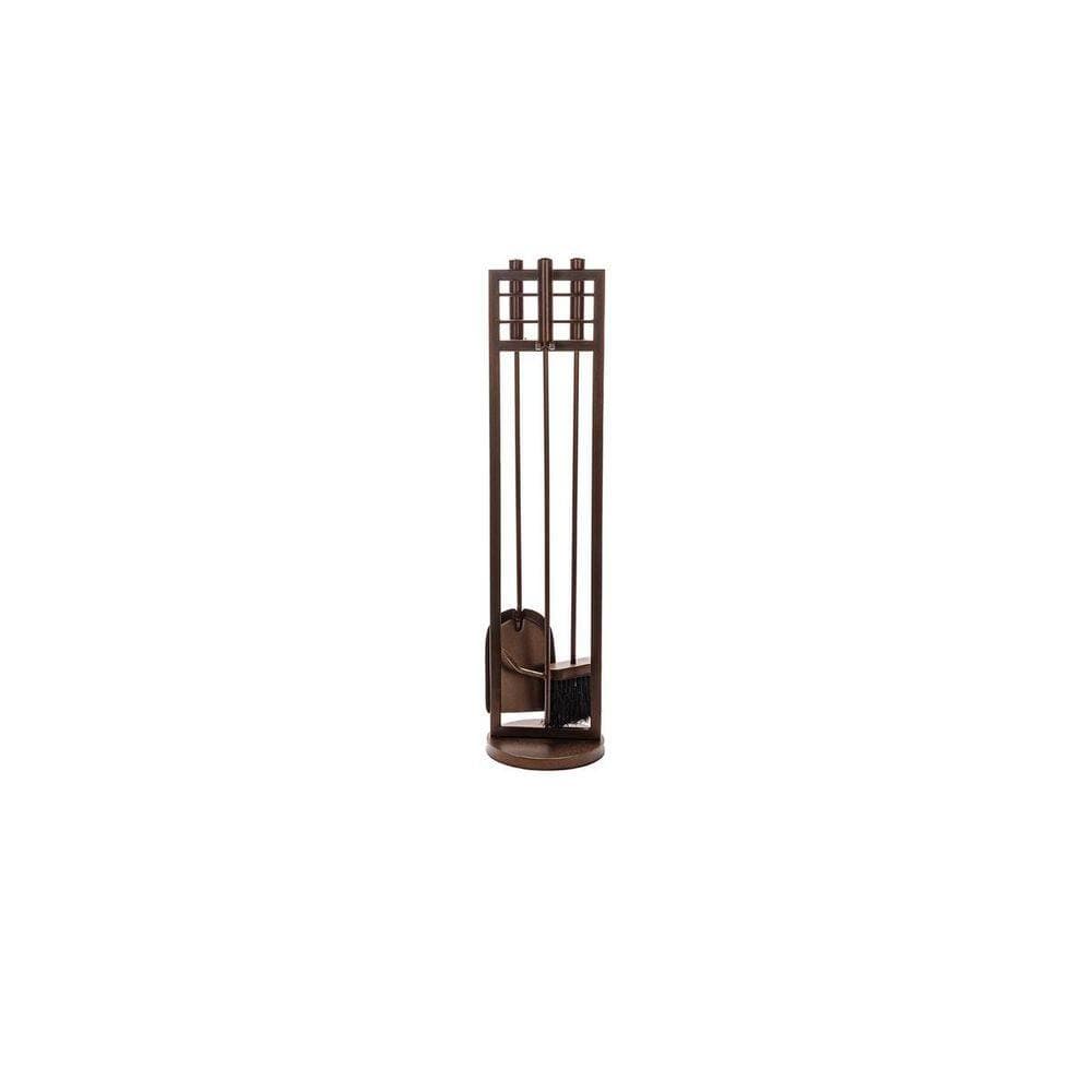 ENNA 4-Piece Bronze Fireplace Tool Set with Cylinder Handles