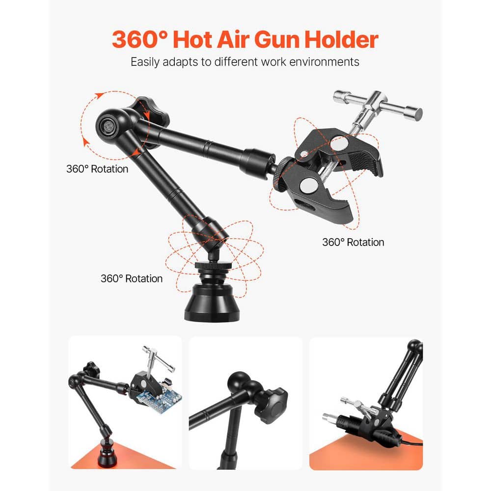 VEVOR Magnetic Helping Hands Soldering Station, 4 Flexible Arms Third Hand Tool, with 6 PCB Pillar Holders, Cordless (2)