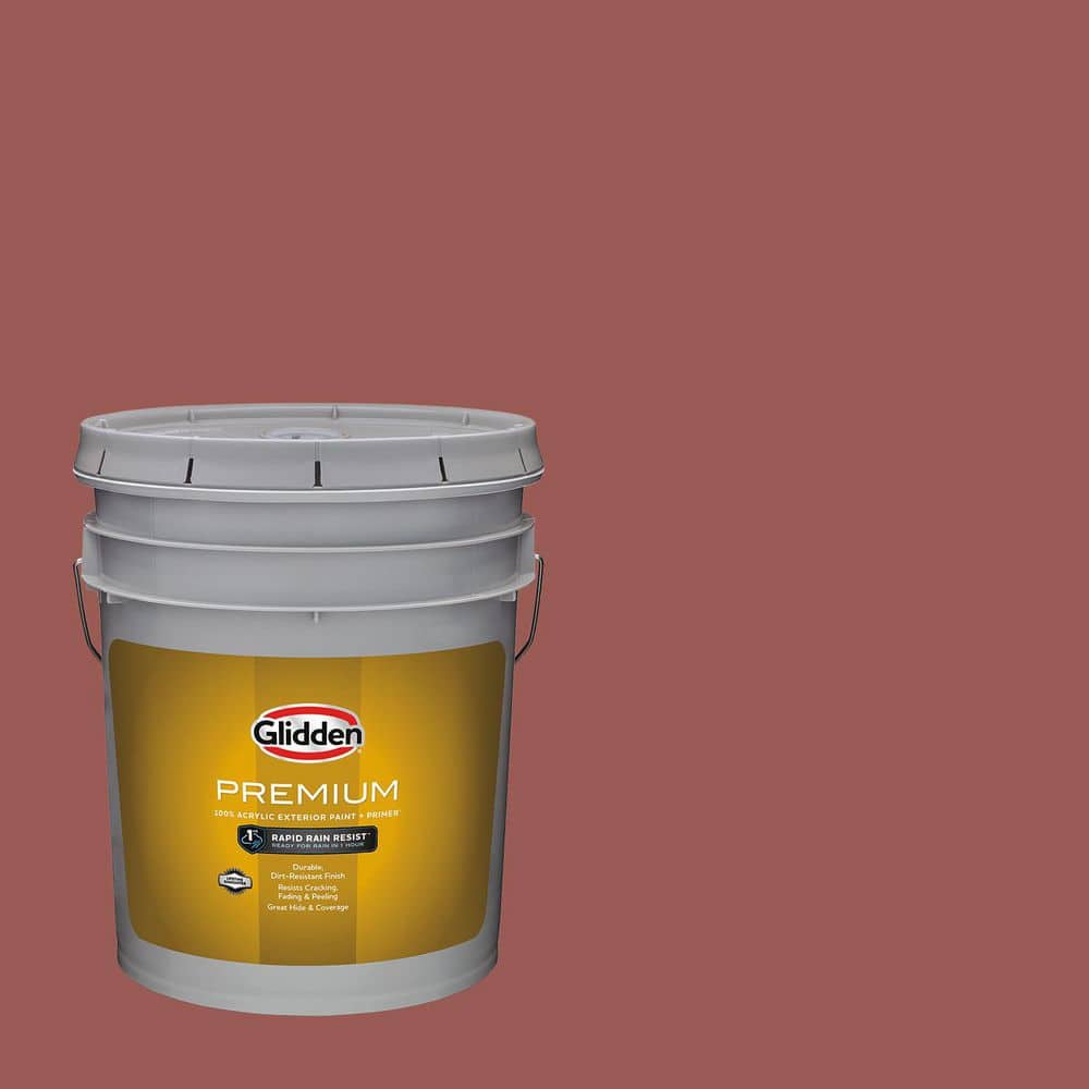 Glidden Premium 5 gal. PPG1056-6 Fire Weed Semi-Gloss Exterior Latex Paint (1)
