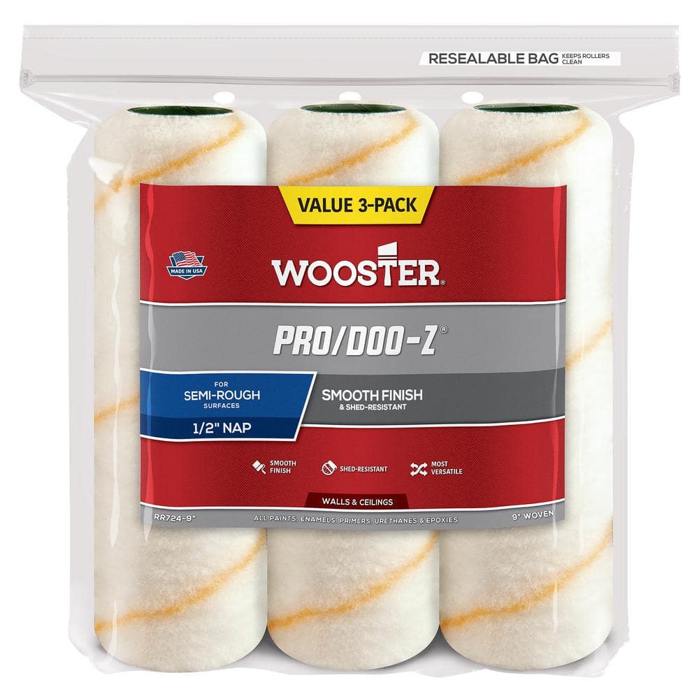 Wooster 9 in. x 1/2 in. Pro/Doo-Z High-Density Woven Roller Cover (3-Pack) (1)