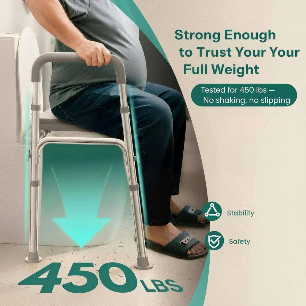 Numhew Elevated Toilet Seat with Handles, Commode Chair for Disabled and Patients w/ Reinforced Frame and Protective Deflector (3)