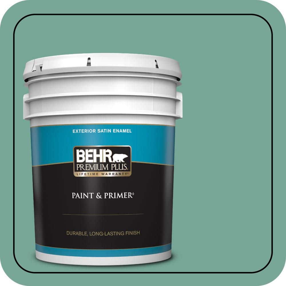BEHR PREMIUM PLUS 5 gal. #MQ6-38 Patina Satin Enamel Exterior Paint & Primer