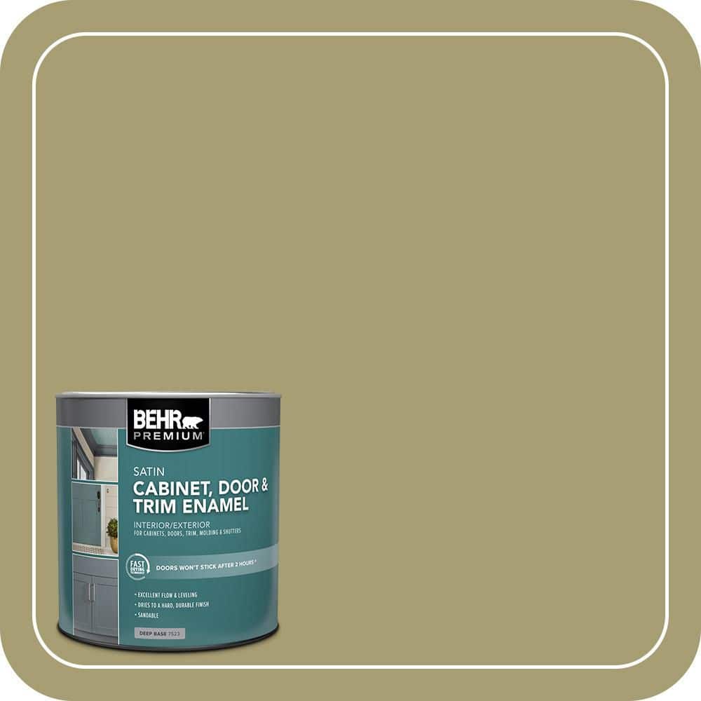 BEHR PREMIUM 1 qt. #PPU9-04 Fresh Olive Satin Enamel Interior/Exterior Cabinet, Door & Trim Paint (1)