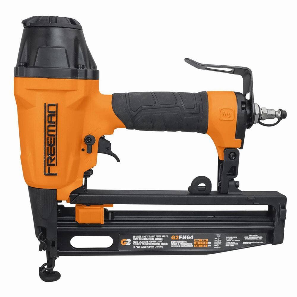 Freeman 2nd Generation Pneumatic 16-Gauge 2-1/2 in. Straight Finish Nailer with Metal Belt Hook and 1/4 in. NPT Air Connector (2)
