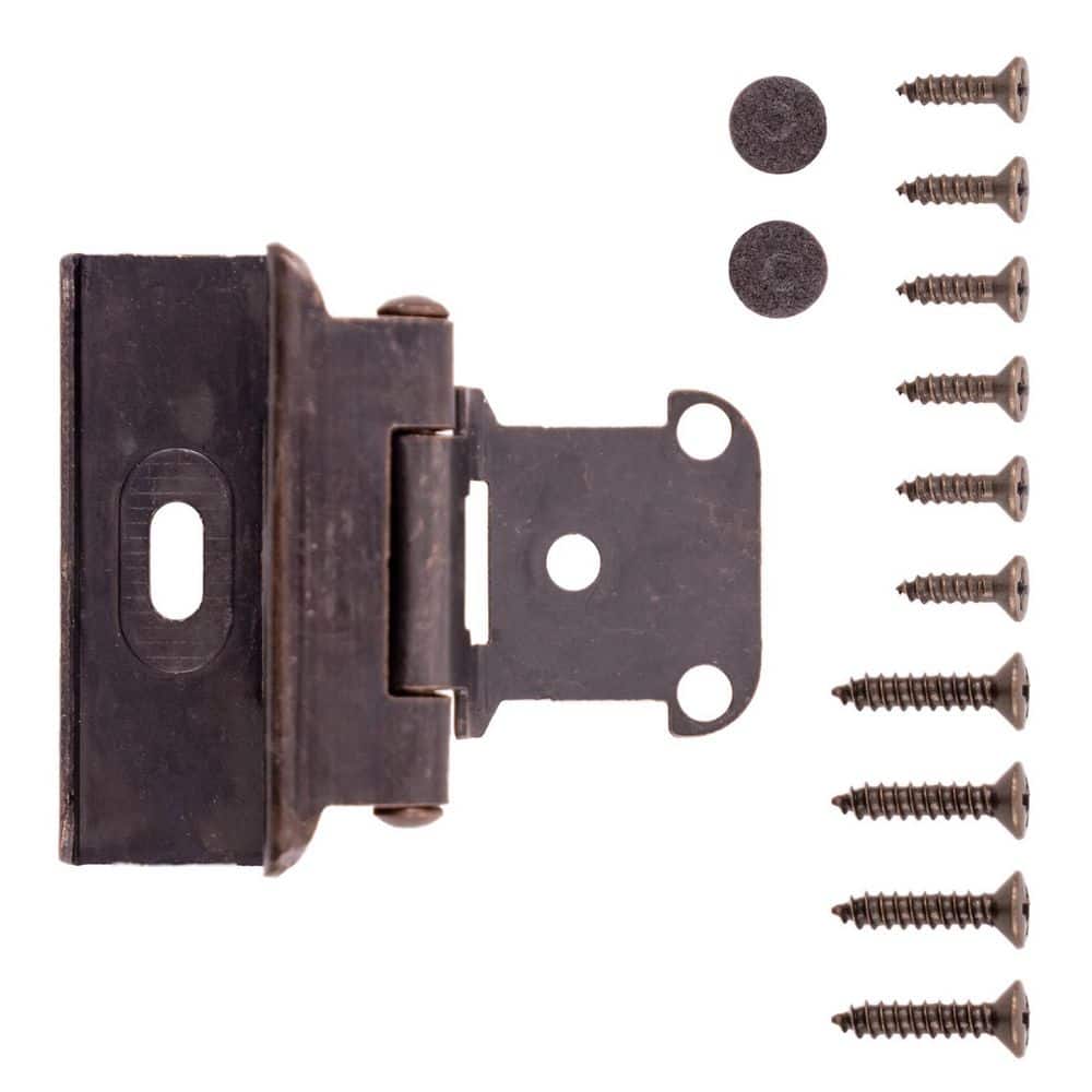 HICKORY HARDWARE Self-Closing Semi-Concealed 1/2 in. Overlay Face Frame Full Wrap Vintage Bronze Cabinet Hinge (5-Pairs) (2)