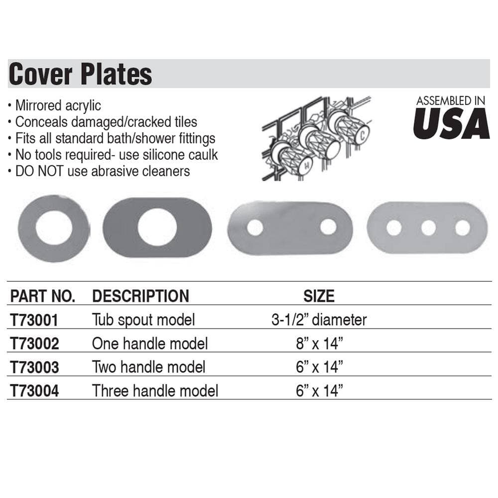 JONES STEPHENS Mirrored Acrylic 6 in. H x 14 in. W 2-Handle Tub/Shower Remodeling Cover Plate (3)