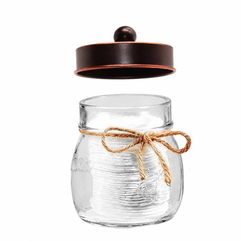 Unbranded Oil Rubbed Bronze Mason Jar Bathroom Organizer with Qtip Holder Rustic Farmhouse Apothecary Jar 2 Pack (2)