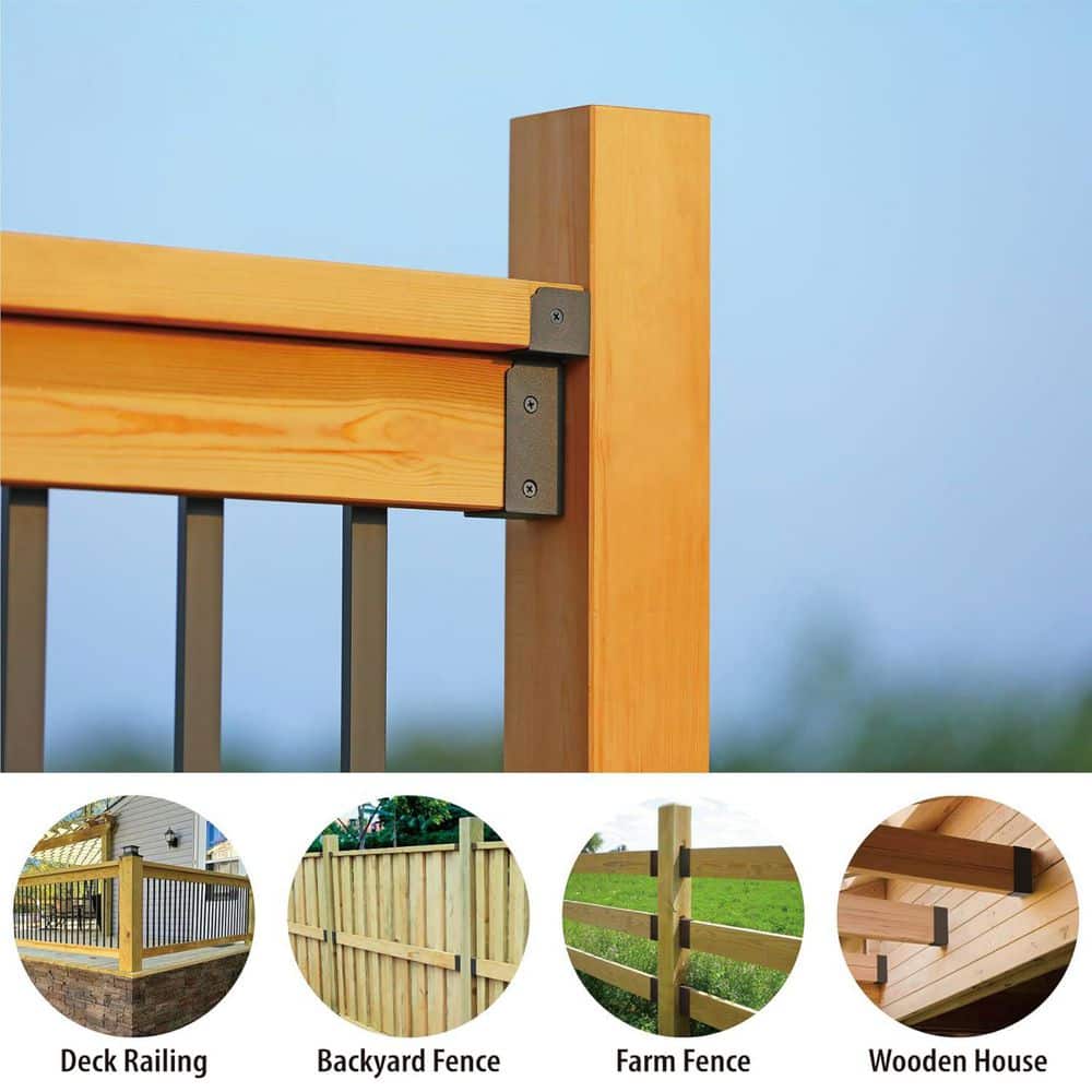 Afoxsos 12-Pack Stainless Steel Deck Railing Handrail Connector for Wood Deck Railing to Post Black (3)
