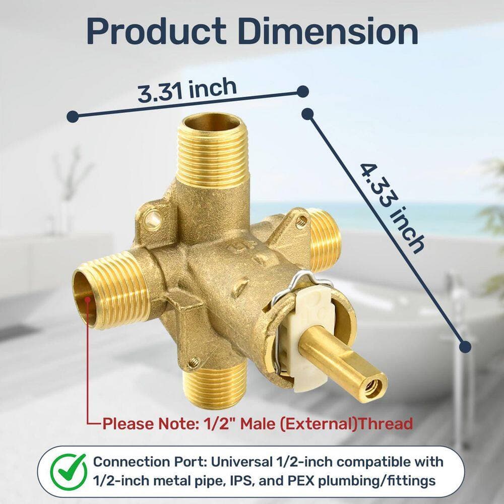 Numhew 1-Piece Shower Valve Replacement for Moen Posi Temp with 1222 Cartridge in Brushed Brass (2)