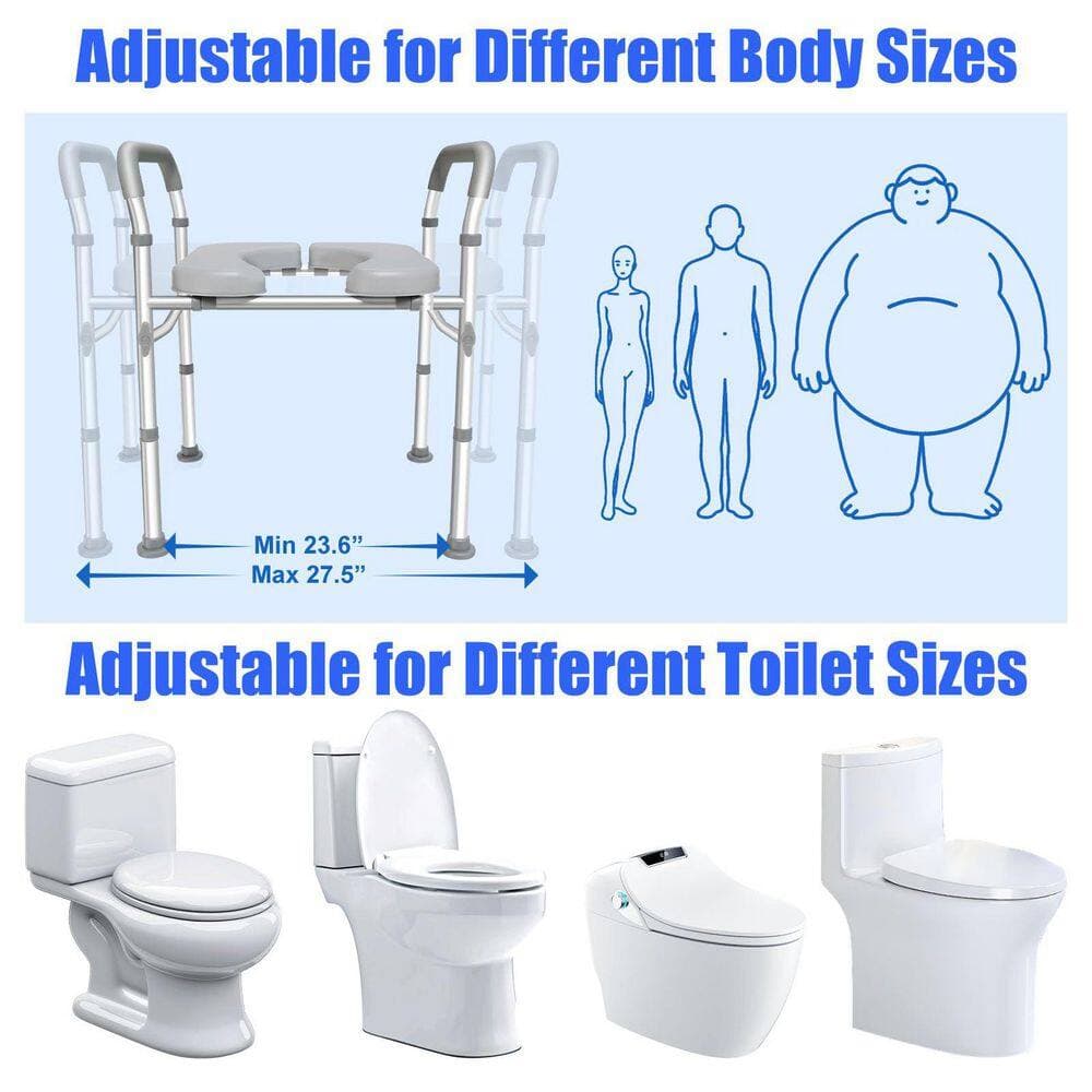 Numhew Raised Toilet Seat with Handles for Elderly, Pregnant, and Disabled, 8-Level Height and 3-Level Width Adjustment (3)