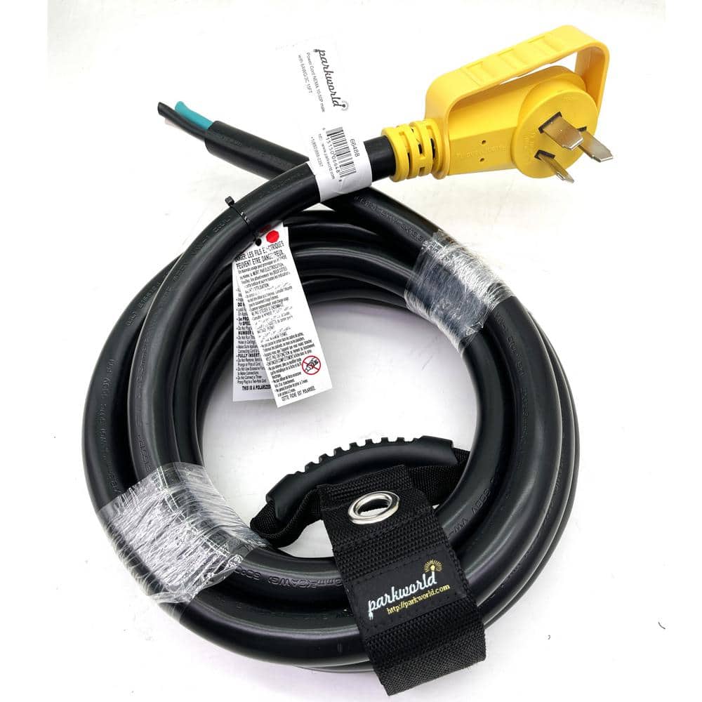 parkworld 15 ft. 6/3 50 Amp 125/250-Volt NEMA 10-50 Range/EV Charger Power Cord with Handle (10-50P to 3-Wires), Black (2)