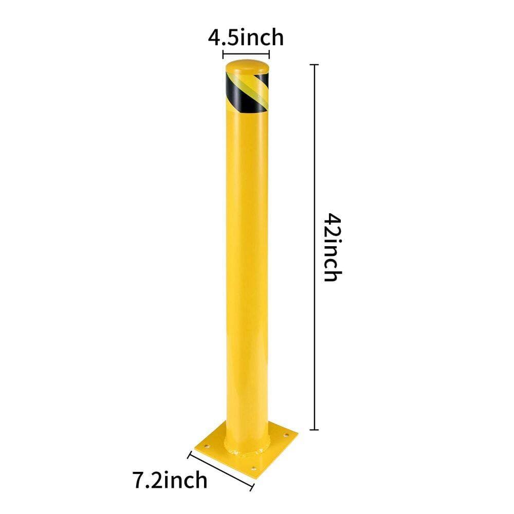Tidoin 7.2 in. x 7.2 in. x 3.5 ft. Yellow and Black Steel Security Bollards Fence Post with Screws and Wrench (2)